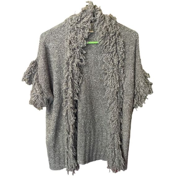 Vertical design size M boho festive fringe open cardigan. - Picture 1 of 4